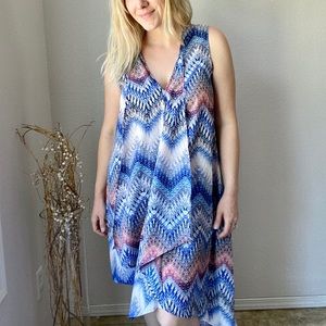 BCBGMaxAzria NWT Zig Zag Ombré Blue Dress Summer